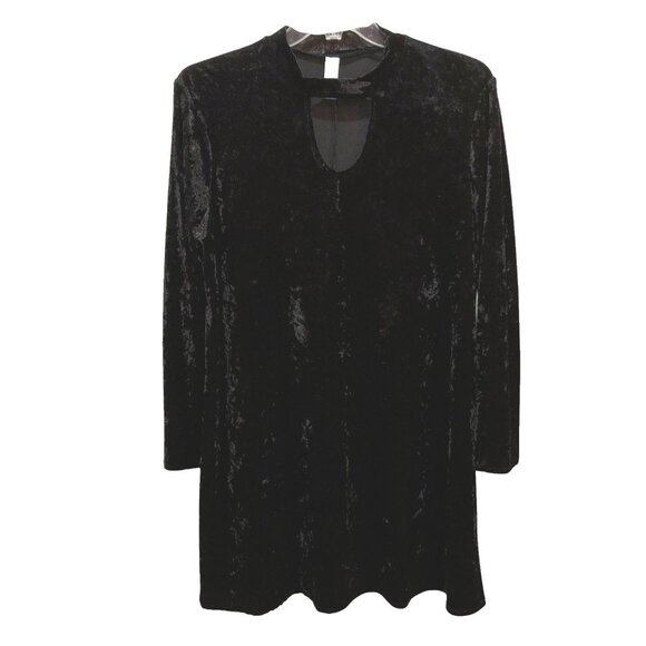 M Fasis Women XL Black Velvet Velour Goth Vampire Keyhole Swing Dress Whimsigoth - Picture 1 of 8